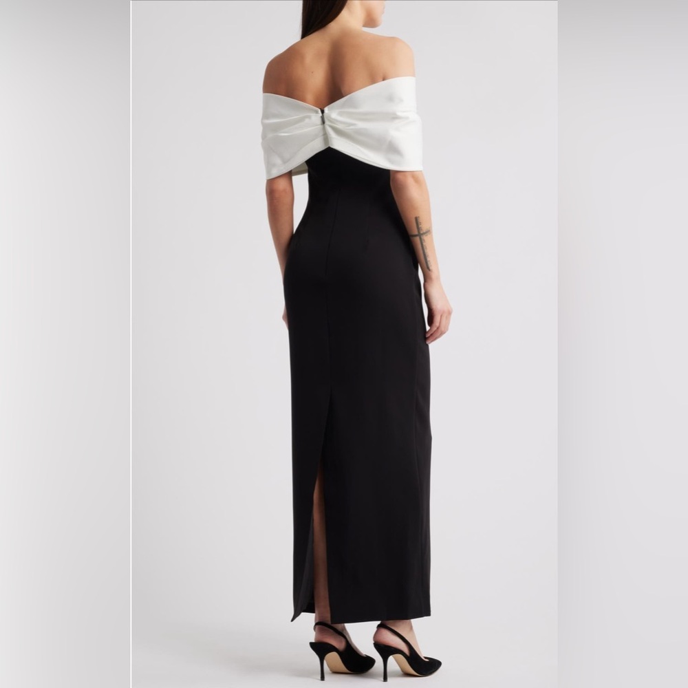 Sonya moda Belluno off the shoulder column bow dress XL NWOT - Picture 2 of 9